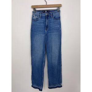 Hollister Ultra High-Rise Dad Jeans 24x31 Blue Distressed Vintage Stretch